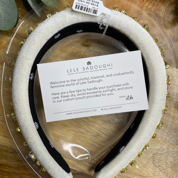 NWT Lele Sadoughi - Ivory Crystal Padded Headband - Picture 7 of 13